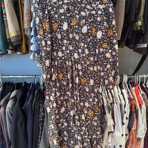 Floral Black and Orange Dress cottage core bohemian maxi emerson style
